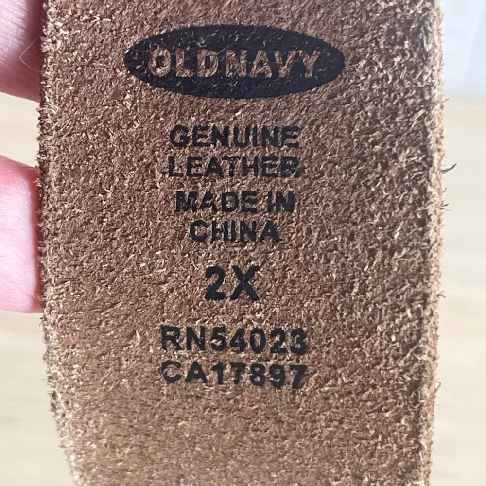 Old Navy Womens 2X Brown Genuine Leather Floral Cutout Western Belt Boho Bird